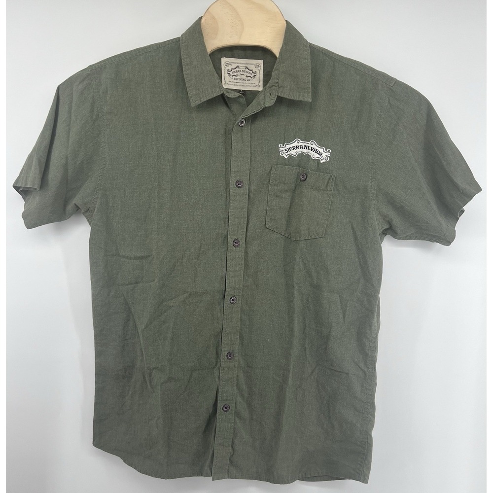 Sierra Nevada Brewing Co Beer Button Front Shirt Large Embroidered Cotton/Poly